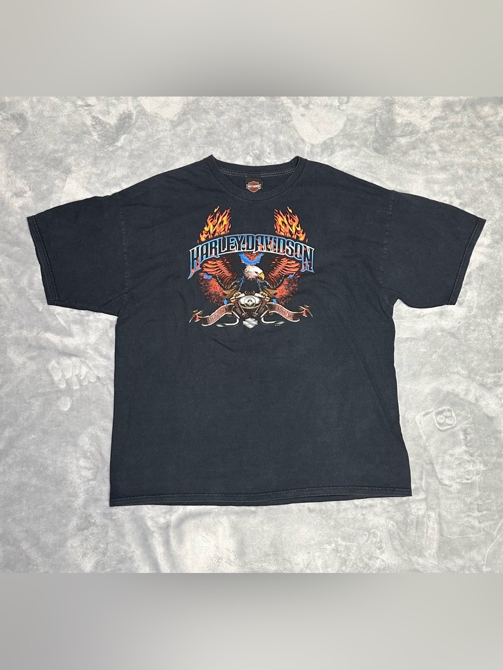 Harley Davidson T-Shirt Adult 2XL Eagle Flames Dothan Alabama Open Road Engine